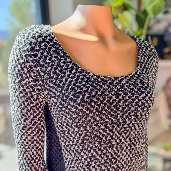 A’reve Anthologie Black & White Sweater Dress Layered Textured Knit Mesh, Medium - Picture 11 of 13